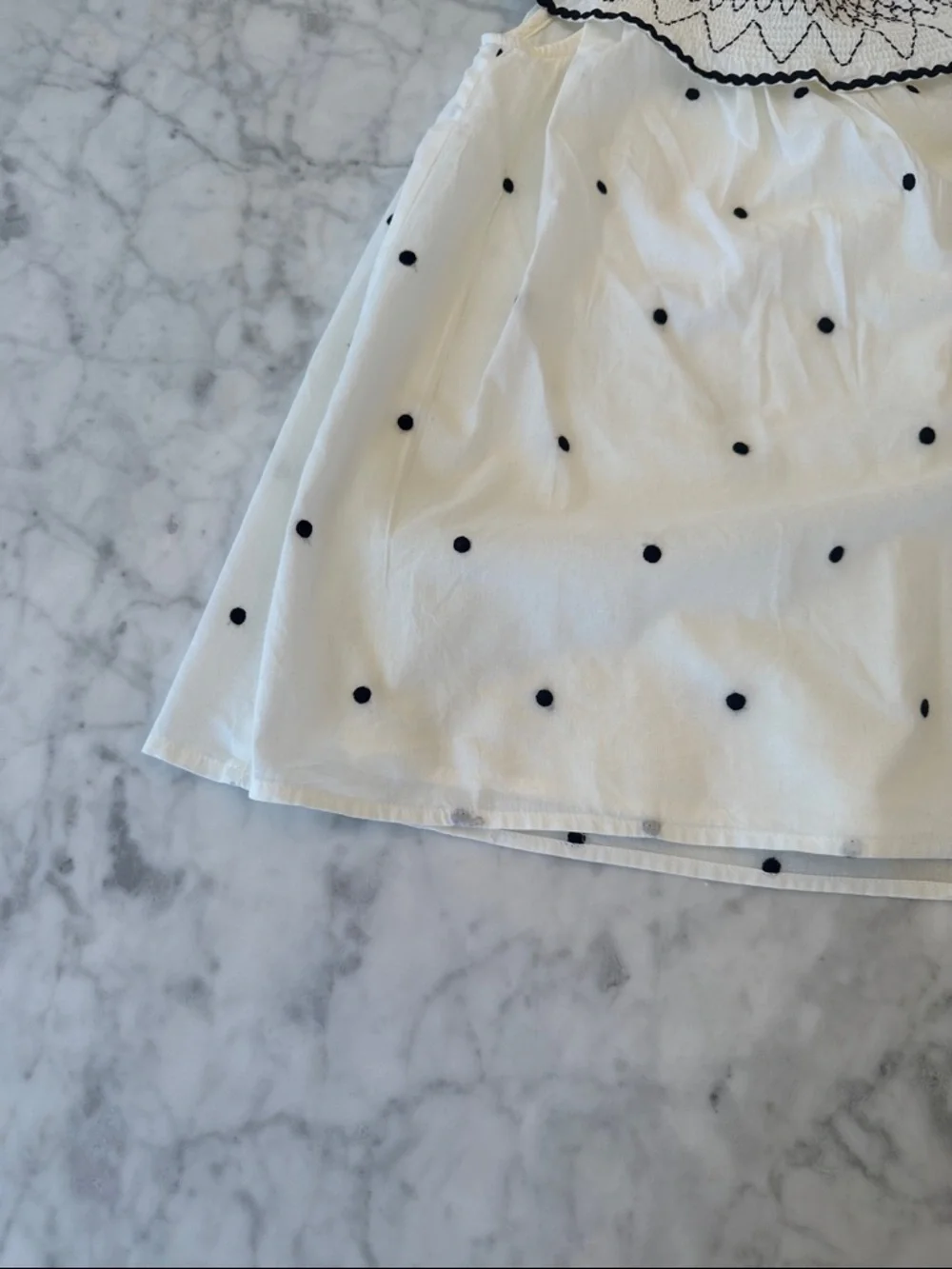 Zara Dress with Black Embroidered Collar and Polka Dots 3Y